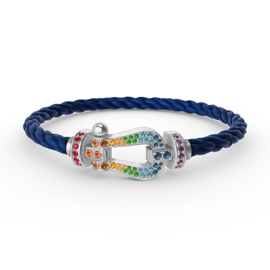 [⭐Aura ]FORC LARGE HORSESHOE  COLORED DIAMOND BRACELET SILVER