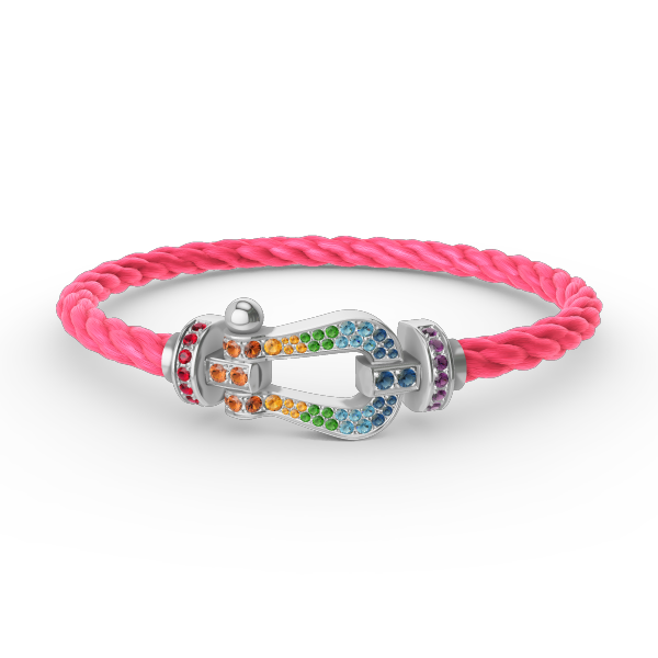Aura FORC LARGE HORSESHOE  COLORED DIAMOND BRACELET SILVER