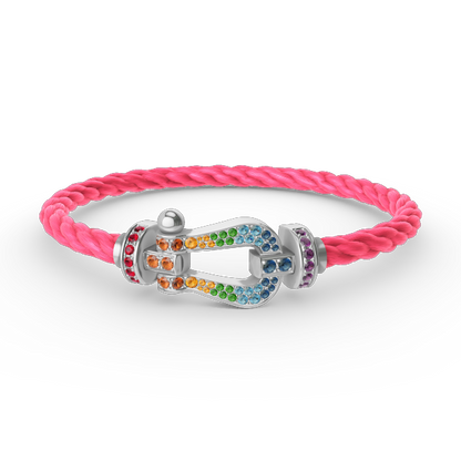 Aura FORC GROSSES HUFEISEN FARBIGES DIAMANTENARMBAND SILBER