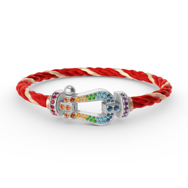 Aura FORC GROSSES HUFEISEN FARBIGES DIAMANTENARMBAND SILBER