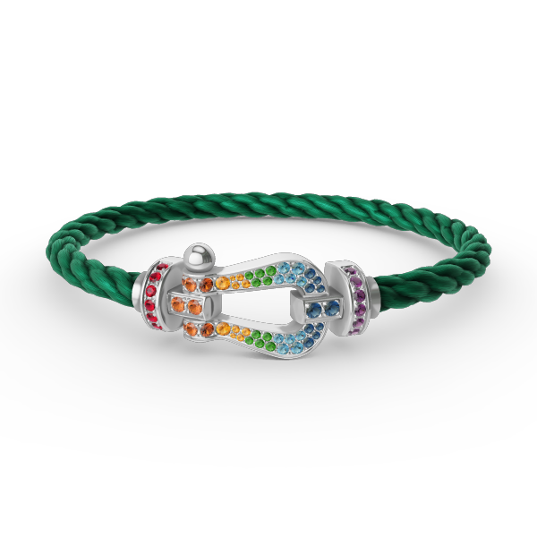 Aura FORC LARGE HORSESHOE  COLORED DIAMOND BRACELET SILVER