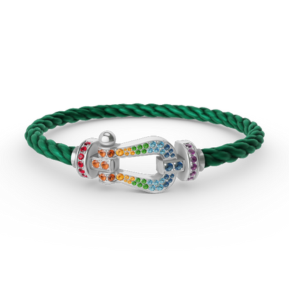 Aura FORC GROSSES HUFEISEN FARBIGES DIAMANTENARMBAND SILBER