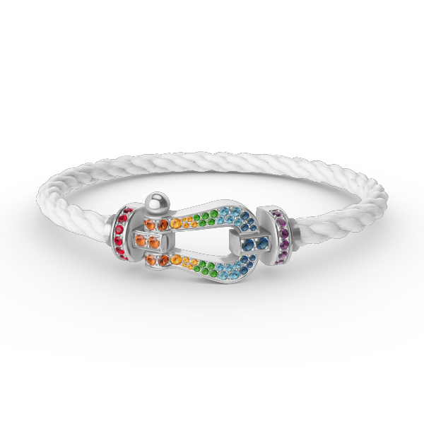 Aura FORC LARGE HORSESHOE  COLORED DIAMOND BRACELET SILVER