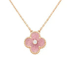 Aura CLOVER 15MM DIAMANT RHODONIT HALSKETTE