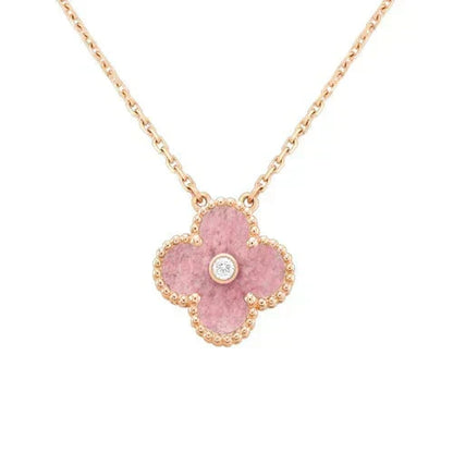[⭐Aura ]CLOVER 15MM DIAMOND RHODONITE NECKLACE