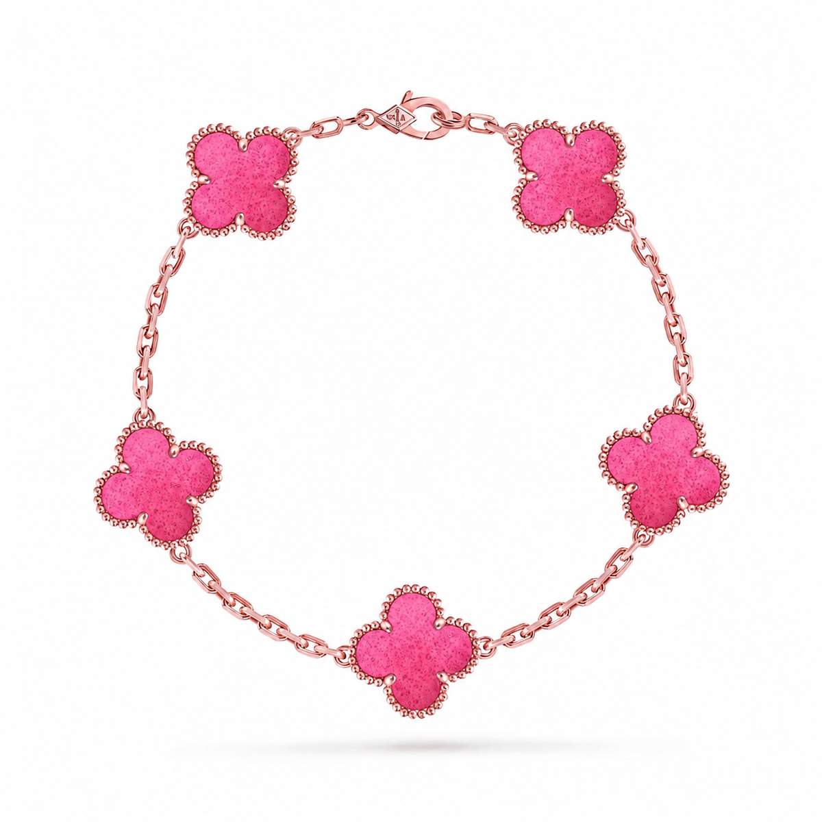 [⭐DORISW]NEW CLOVER 5 MOTIFS PINK ENAMEL BRACELET