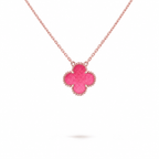 [⭐DORISW] NEW CLOVER 15MM PINK ENAMEL NECKLACE