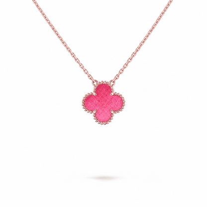 [⭐Aura] NEW CLOVER 15MM PINK ENAMEL NECKLACE