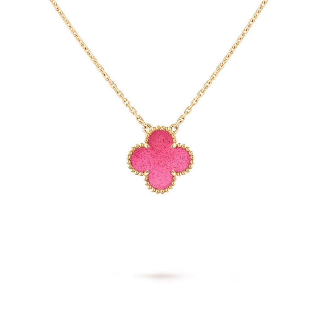 [⭐DORISW] NEW CLOVER 15MM PINK ENAMEL NECKLACE