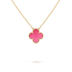 [⭐DORISW] NEW CLOVER 15MM PINK ENAMEL NECKLACE