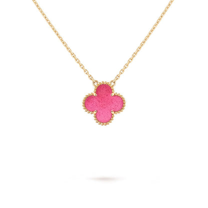 [⭐Aura] NEW CLOVER 15MM PINK ENAMEL NECKLACE