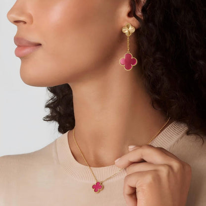 [⭐Aura] NEW CLOVER 15MM PINK ENAMEL NECKLACE