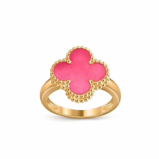 [⭐Aura]NEW CLOVER PINK ENAMEL RINGS
