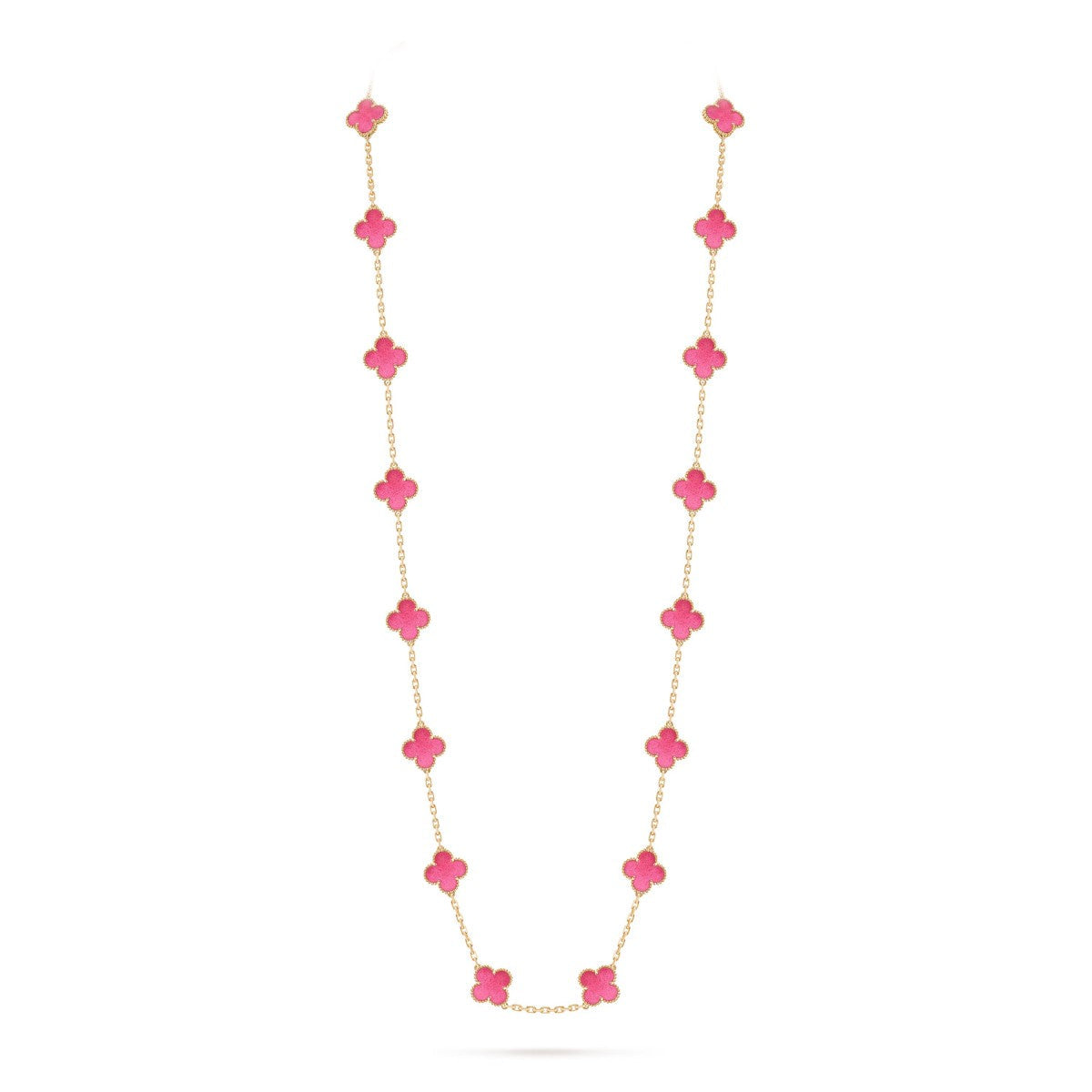 [⭐DORISW] NEW CLOVER 20 MOTIFS PINK ENAMEL NECKLACE