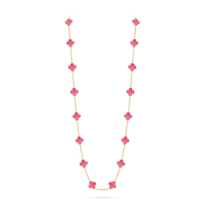 [⭐Aura] NEW CLOVER 20 MOTIFS PINK ENAMEL NECKLACE