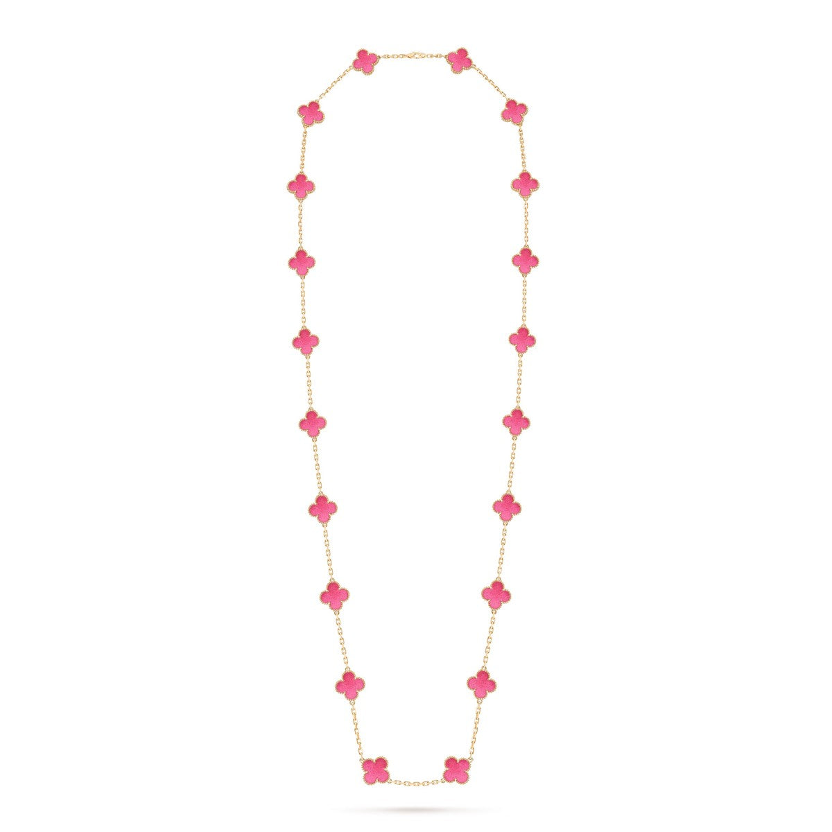 [⭐DORISW] NEW CLOVER 20 MOTIFS PINK ENAMEL NECKLACE