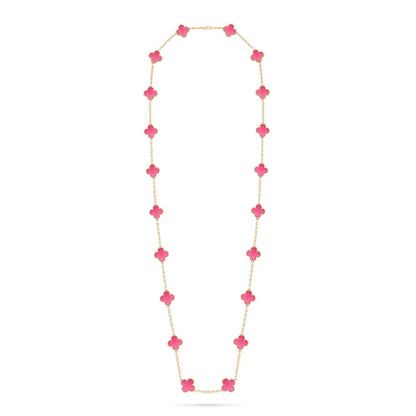 [⭐Aura] NEW CLOVER 20 MOTIFS PINK ENAMEL NECKLACE