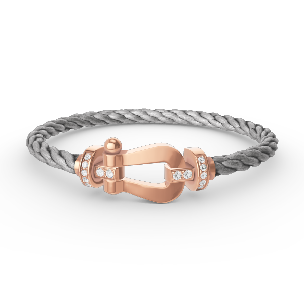 Aura FORCE LARGE HORSESHOE HALF DIAMOND BRACELET ROSE GOLD