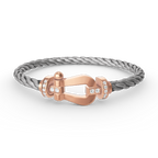 Aura FORCE LARGE HORSESHOE HALF DIAMOND BRACELET ROSE GOLD