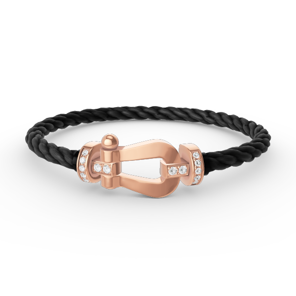 Aura FORCE LARGE HORSESHOE HALF DIAMOND BRACELET ROSE GOLD