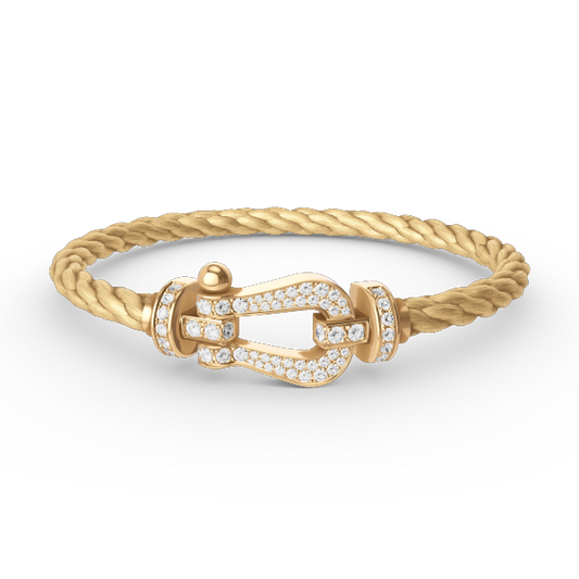 Aura FORCE Großes Hufeisen Armband mit vollem Diamantenbesatz GOLD