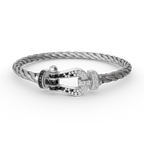 Aura FORCE GROSSES HUFEISEN SCHWARZ-WEISS DIAMANT ARMREIF SILBER