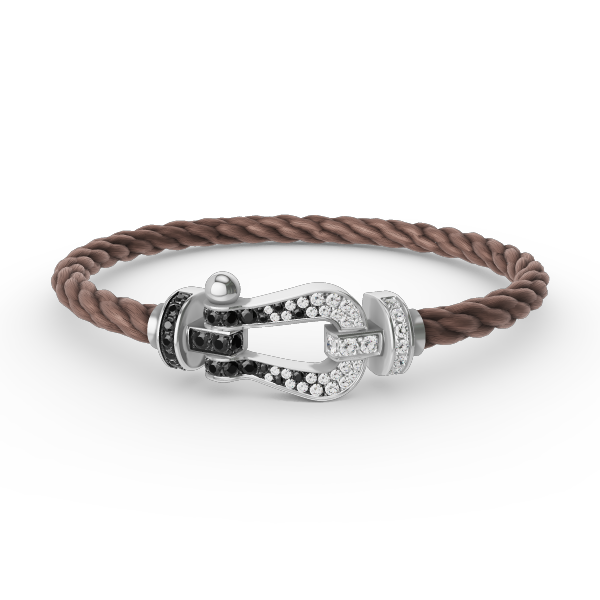 Aura FORCE LARGE HORSESHOE BLACK WHITE DIAMOND BRACELET SILVER