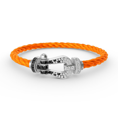 [⭐Aura ]FORCE LARGE HORSESHOE BLACK WHITE DIAMOND BRACELET SILVER