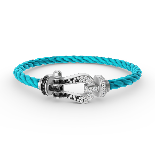 Aura FORCE LARGE HORSESHOE BLACK WHITE DIAMOND BRACELET SILVER