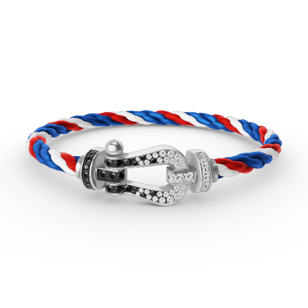 [⭐Aura ]FORCE LARGE HORSESHOE BLACK WHITE DIAMOND BRACELET SILVER