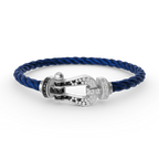 Aura FORCE LARGE HORSESHOE BLACK WHITE DIAMOND BRACELET SILVER
