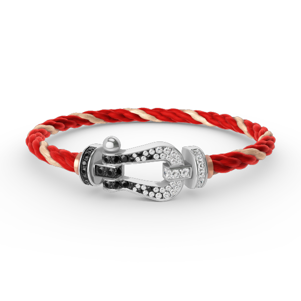 [⭐Aura ]FORCE LARGE HORSESHOE BLACK WHITE DIAMOND BRACELET SILVER