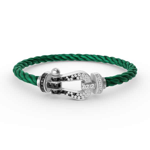 Aura FORCE LARGE HORSESHOE BLACK WHITE DIAMOND BRACELET SILVER