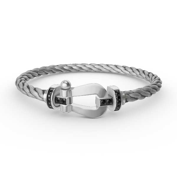 Aura FORCE GROSSES HUFEISEN SCHWARZ DIAMANT ARMREIF SILBER