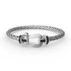 Aura FORCE GROSSES HUFEISEN SCHWARZ DIAMANT ARMREIF SILBER