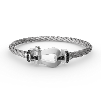 Aura FORCE GROSSES HUFEISEN SCHWARZ DIAMANT ARMREIF SILBER