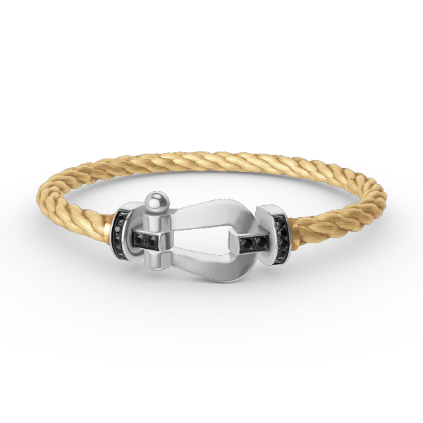 Aura FORCE LARGE HORSESHOE BLACK DIAMOND BRACELET SILVER
