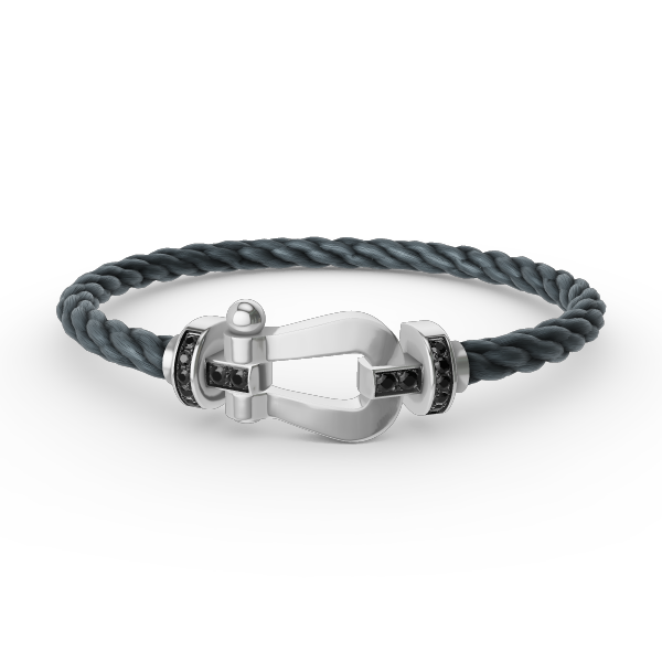 Aura FORCE GROSSES HUFEISEN SCHWARZ DIAMANT ARMREIF SILBER