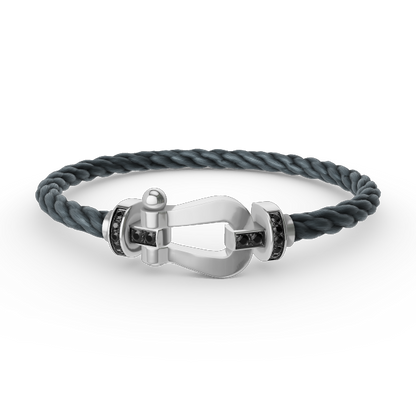 Aura FORCE GROSSES HUFEISEN SCHWARZ DIAMANT ARMREIF SILBER