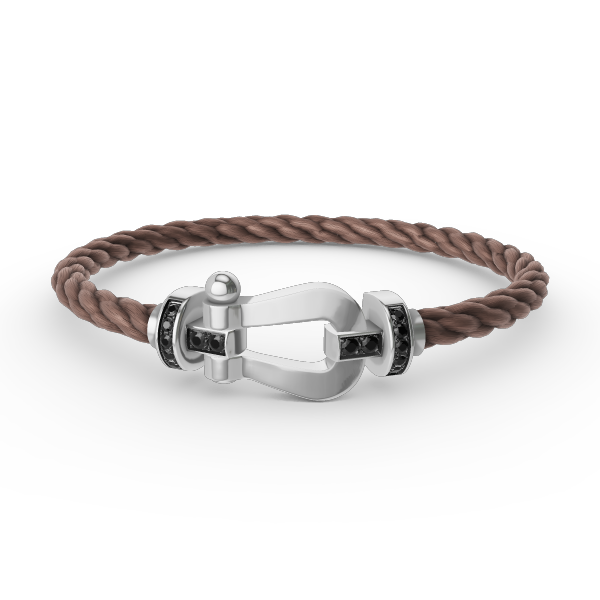 Aura FORCE LARGE HORSESHOE BLACK DIAMOND BRACELET SILVER