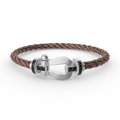 Aura FORCE GROSSES HUFEISEN SCHWARZ DIAMANT ARMREIF SILBER