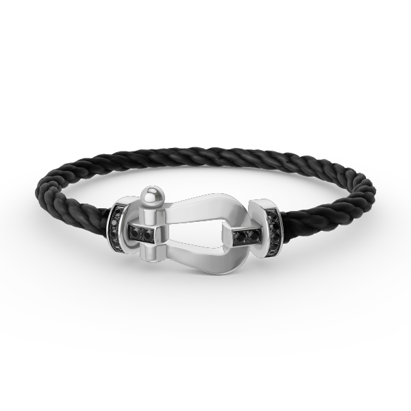 Aura FORCE LARGE HORSESHOE BLACK DIAMOND BRACELET SILVER