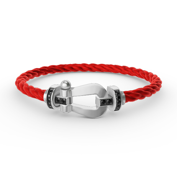 Aura FORCE LARGE HORSESHOE BLACK DIAMOND BRACELET SILVER