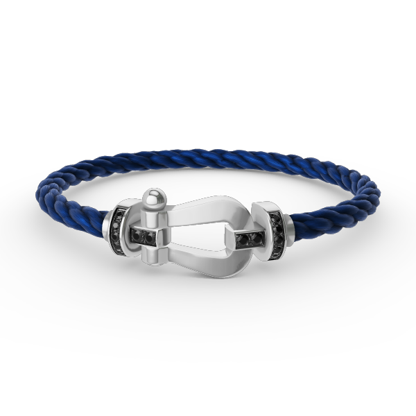 Aura FORCE LARGE HORSESHOE BLACK DIAMOND BRACELET SILVER