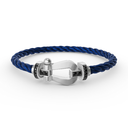 Aura FORCE GROSSES HUFEISEN SCHWARZ DIAMANT ARMREIF SILBER