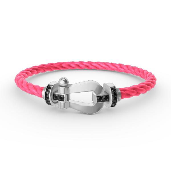 Aura FORCE LARGE HORSESHOE BLACK DIAMOND BRACELET SILVER