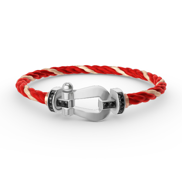 Aura FORCE LARGE HORSESHOE BLACK DIAMOND BRACELET SILVER