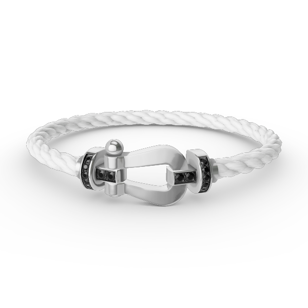 Aura FORCE LARGE HORSESHOE BLACK DIAMOND BRACELET SILVER