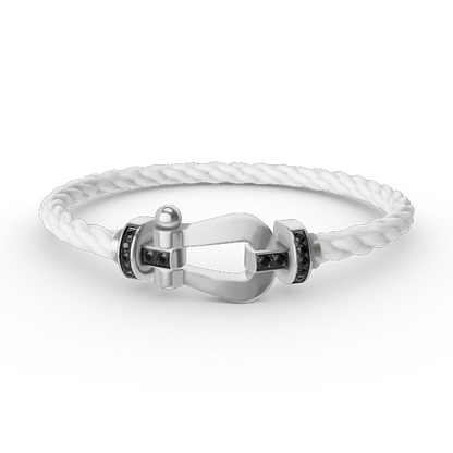 Aura FORCE GROSSES HUFEISEN SCHWARZ DIAMANT ARMREIF SILBER