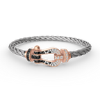 Aura FORCE GROSSES HUFEISEN SCHWARZ WEISS DIAMANT ARMBAND ROSEGOLD